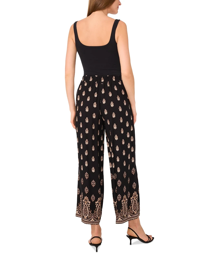 Vince Camuto Women's Border-Print Wide-Leg Pull-On Pants