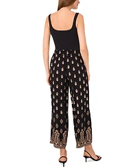 Vince Camuto Women's Border-Print Wide-Leg Pull-On Pants