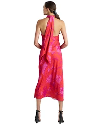 Natori Women's Printed Twisted Halter-Neck Midi Dress