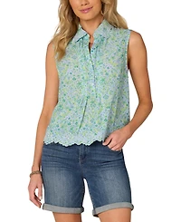 Democracy Women's Floral-Print Embroidered Top