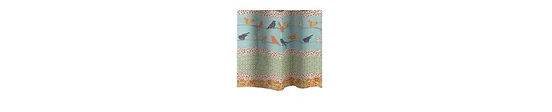 Striped Shower Curtain – Microfiber Fabric with Floral Accents