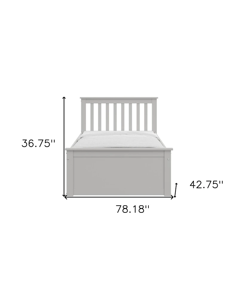 Solid Wood Bed with Pull-Out Trundle – Space-Saving Twin Frame for Kids or Guest Room