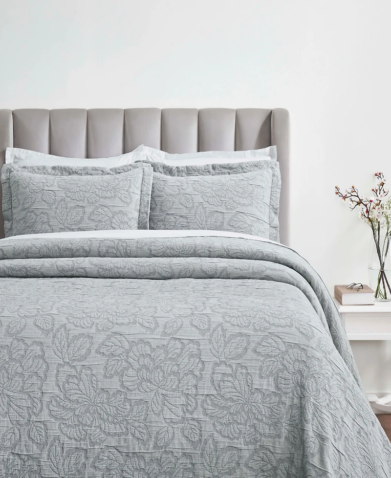 Superior Hibiscus Cotton Matelasse Woven 3-Pc. Bedspread Set