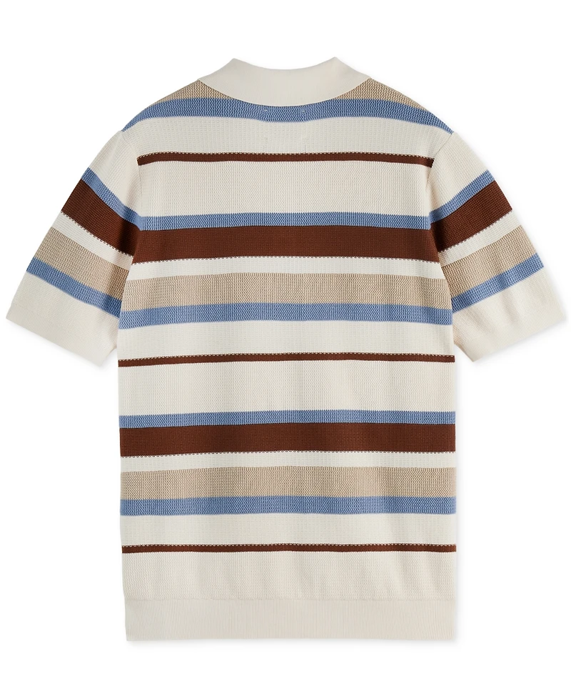 Scotch & Soda Men's Short Sleeve Knit Striped Polo Shirt