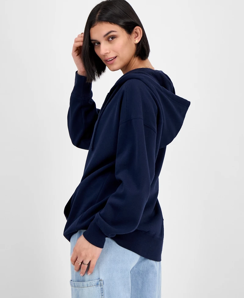Hippie Rose Juniors' Oversized Full-Zip Hoodie