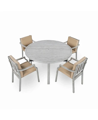 Mondawe Outdoor Dinning Set 4-Person Outdoor Wooden Dinning Set with an Umbrella Hole
