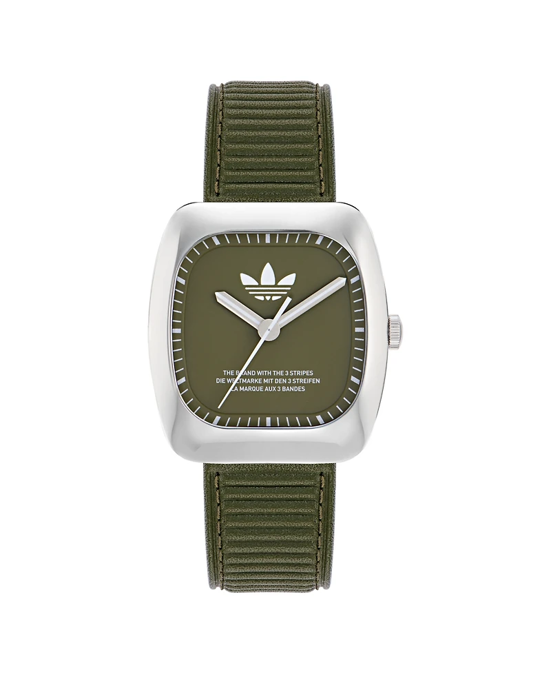 adidas Unisex Analog Green Leather Watch, 37mm