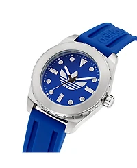 adidas Unisex Analog Blue Silicone Watch, 44mm