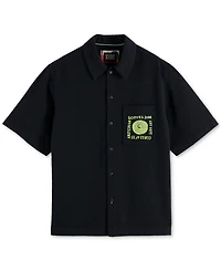 Scotch & Soda Men's Tailored Fit Short Sleeve Button Front Embroidered Pocket Shirt