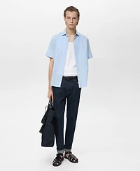 Mango Men's Short Sleeve Linen-Blend Shirt