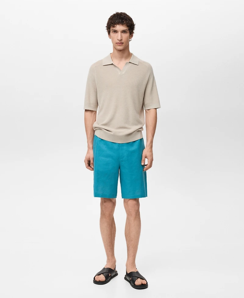 Mango Men's Linen Bermuda Drawstring Shorts