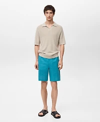 Mango Men's Linen Bermuda Drawstring Shorts