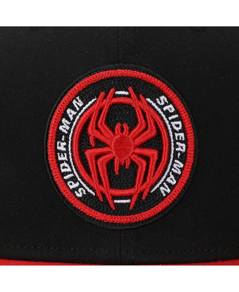 Marvel Men's Spider-Man Into The Spider-Verse Miles Morales Logo Adult Black Snapback Cap