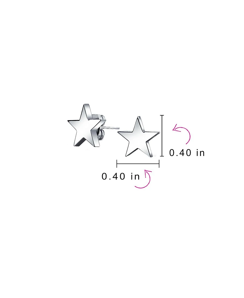 Bling Jewelry Set of 2 Patriotic Celestial Rock Star Stud Earrings Black Plated Steel 10MM