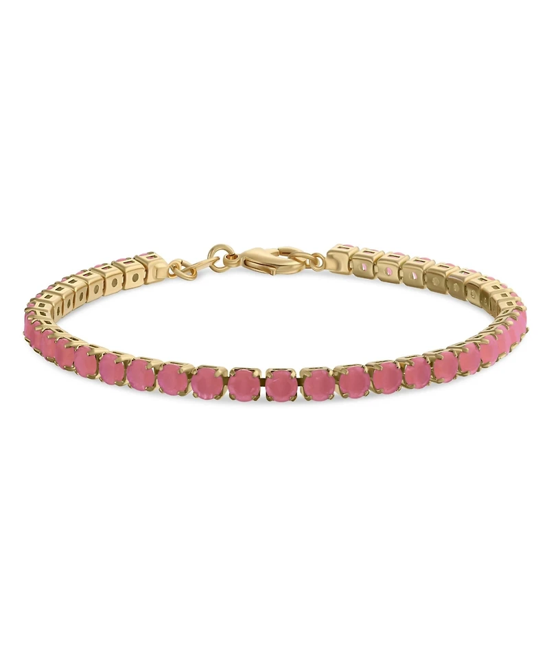 Bling Jewelry Classic 12CTW Prong Basket Set Solitaire Round Cubic Zirconia Cabochon Cz Tennis Bracelet Gold Plated 7.5 Inch