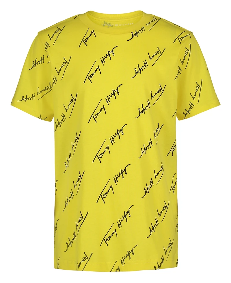 Tommy Hilfiger Toddler and Little Boys Angled Script Print Short Sleeve T-Shirt