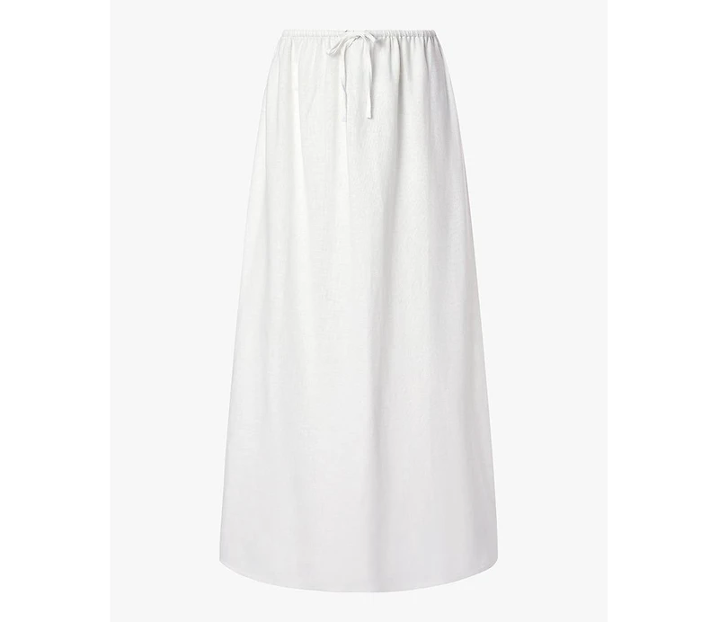 WeWoreWhat Women's Tie Waist Linen Skirt
