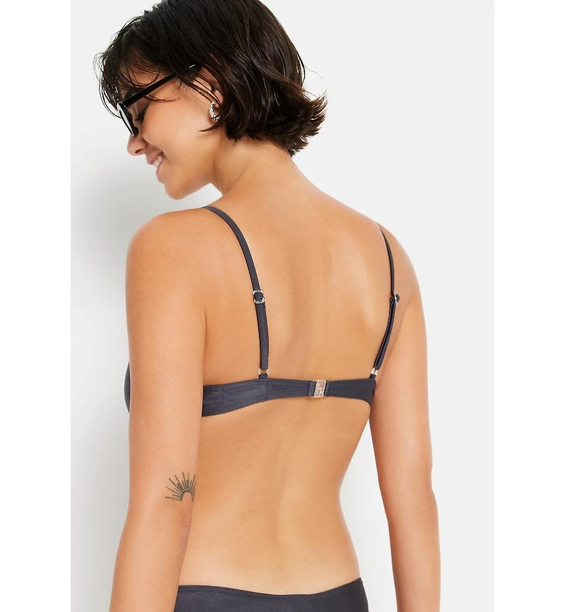 Lscn by Lascana Women's Shimmer Scoop Neck Bikini Swimsuit Top Bra Sizing