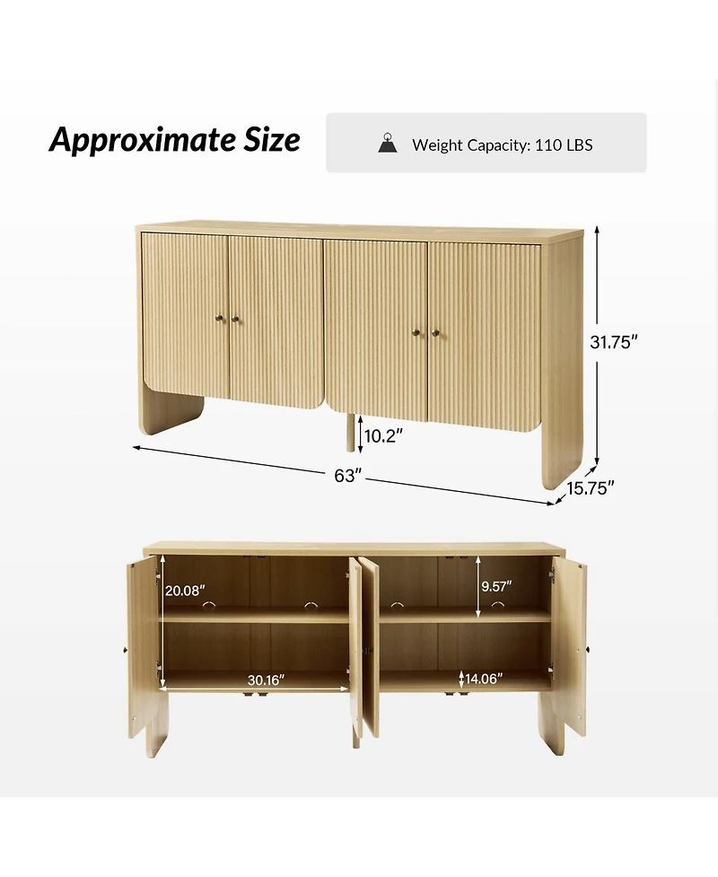 Modern Martha 63"Wide 4 door Sideboard