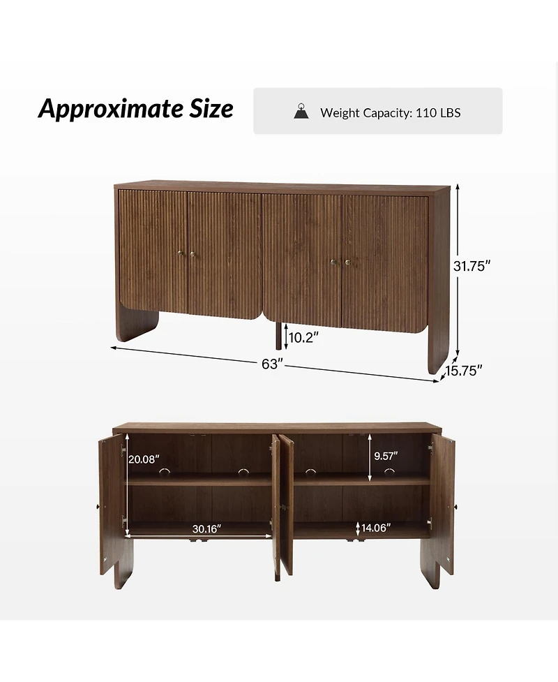 Modern Martha 63"Wide 4 door Sideboard