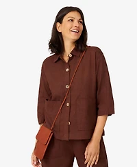 Cable & Gauge Women's Patch Pocket Linen Blend Jacket