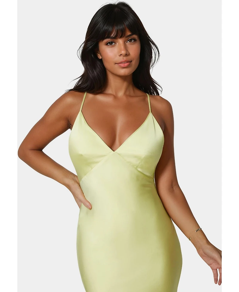 Bebe Women's Tiered Satin High Low Gown