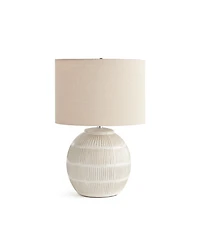 10" x 15" Antoni Hatch Mark Pattern Decorative Contemporary Table Lamp w/ Linen Shade