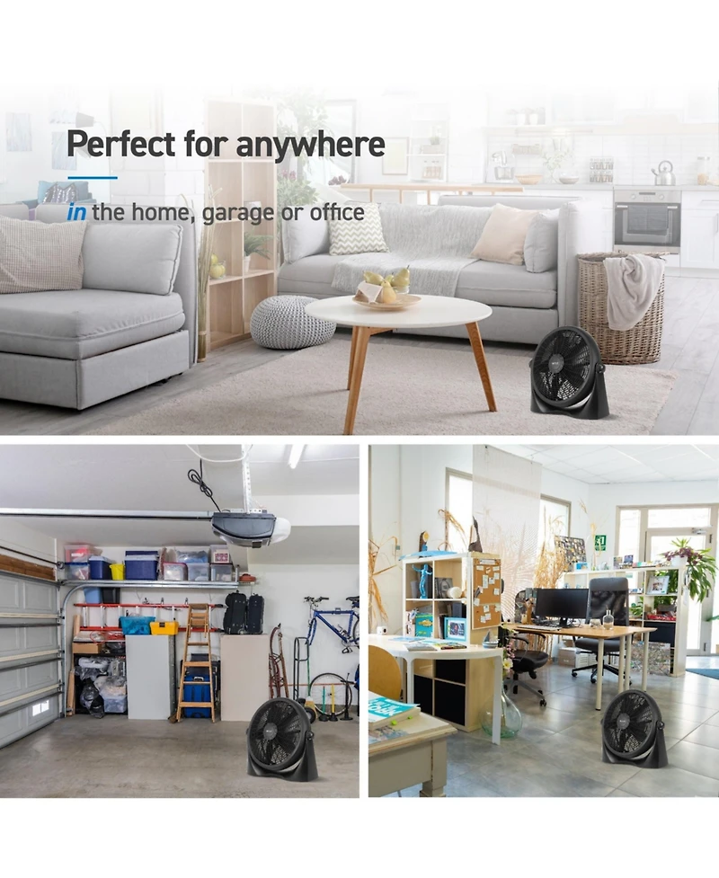 Commercial Cool Floor Fan for Home, Garage, Bedroom, or Office, Cooling Fan for Floor with 3 Fan Settings, Quiet Floor Fan with Adjustable Tilt Angle