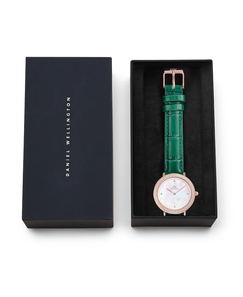 Daniel Wellington Women's Analog Green Leather Watch, 32mm