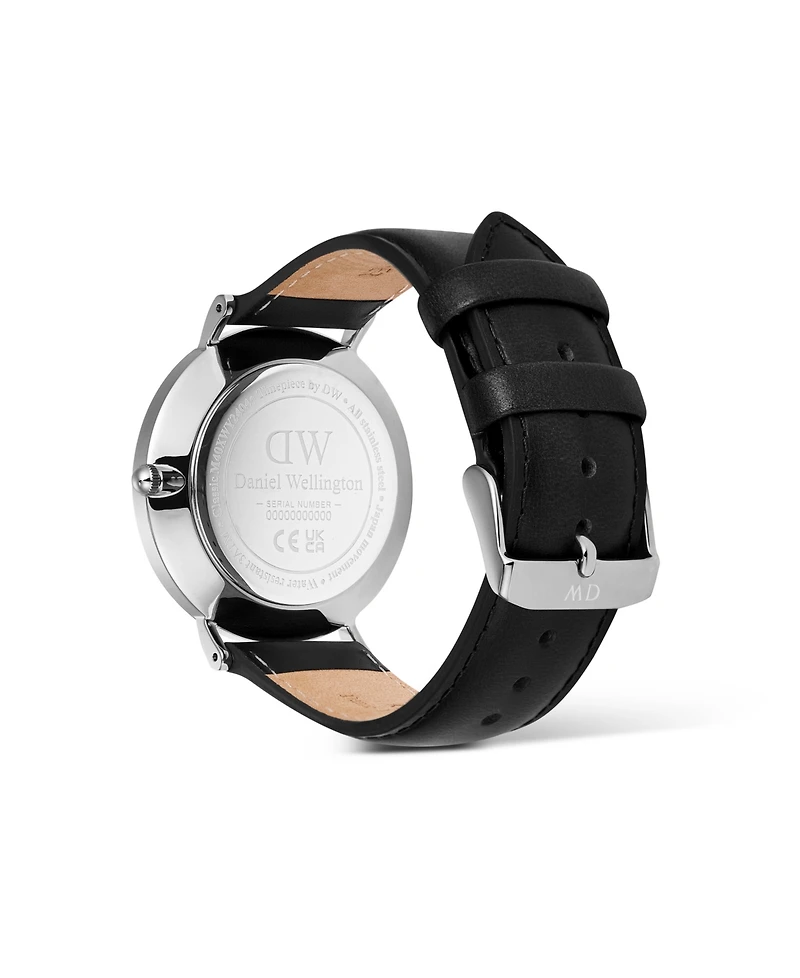 Daniel Wellington Men's Analog Black Leather Watch, 40mm
