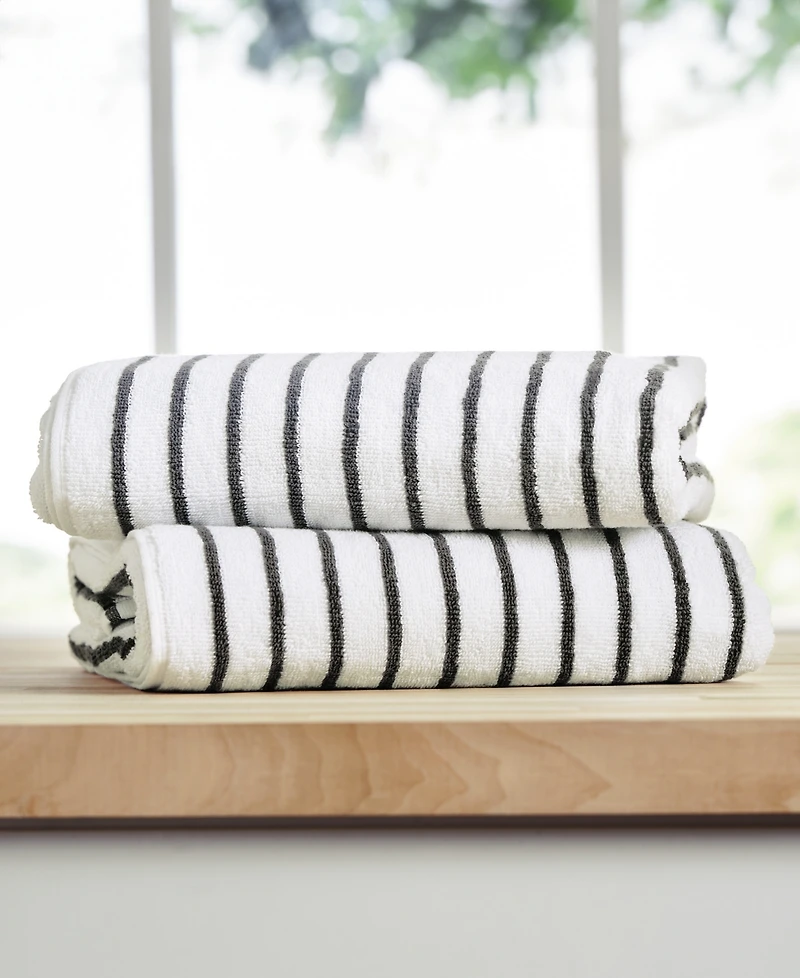ienjoy Home Cabana Stripe Cotton 2-Pack Beach Towels, 30" x 70"