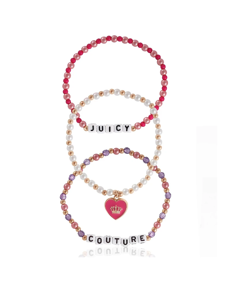 Juicy Couture Kids Beaded Bracelet Set – “Juicy Couture” Letter Beads & Heart Charm