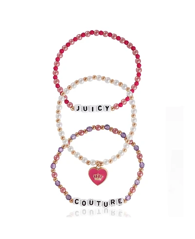 Juicy Couture Kids Beaded Bracelet Set – “Juicy Couture” Letter Beads & Heart Charm