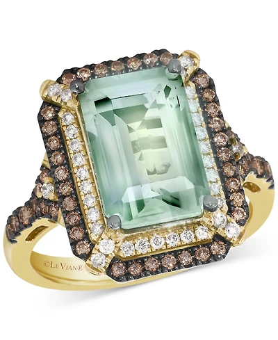 Le Vian Deep Sea Blue Topaz (3-7/8 ct. t.w.) & Diamond (5/8 Double Halo Ring 14k Rose Gold (Also Available White or Yello