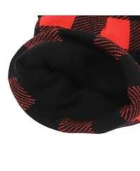 Hello Kitty Head Shape Red Plaid Cuff Beanie With Fleece Bow