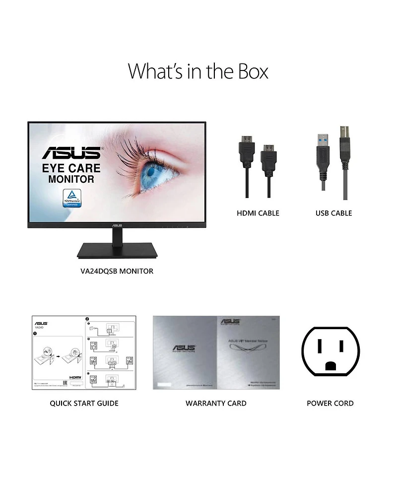 Asus VA24DQSB 23.8" 16:9 Full Hd Ips Led Monitor, Built-In-Speakers, Black