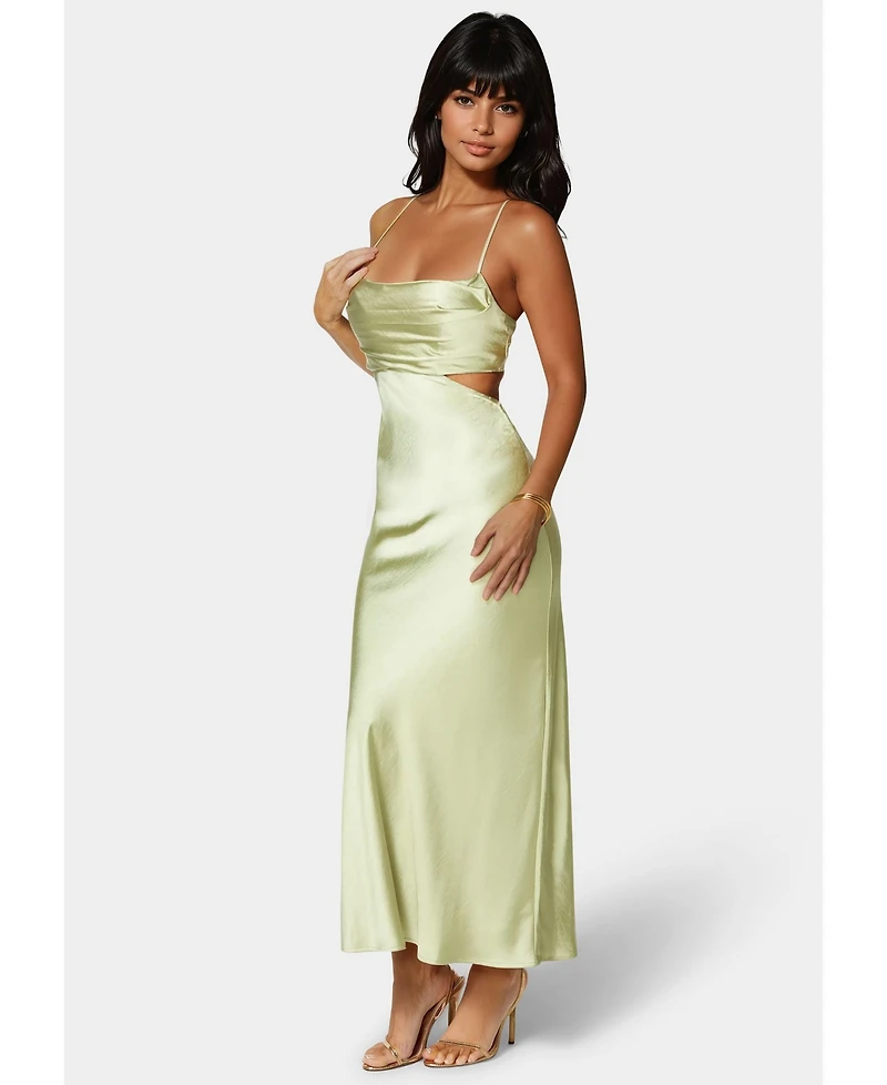 Bebe Women's Open Back Cut Out Midi Slip Dress