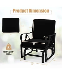 Patio Rocking Chair with Cushion Heavy-Duty Metal Frame Smooth Glider Outdoor