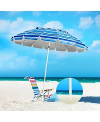 Gymax 8ft Beach Umbrella Outdoor Patio Garden w/ Carrying Bag Sand Anchor