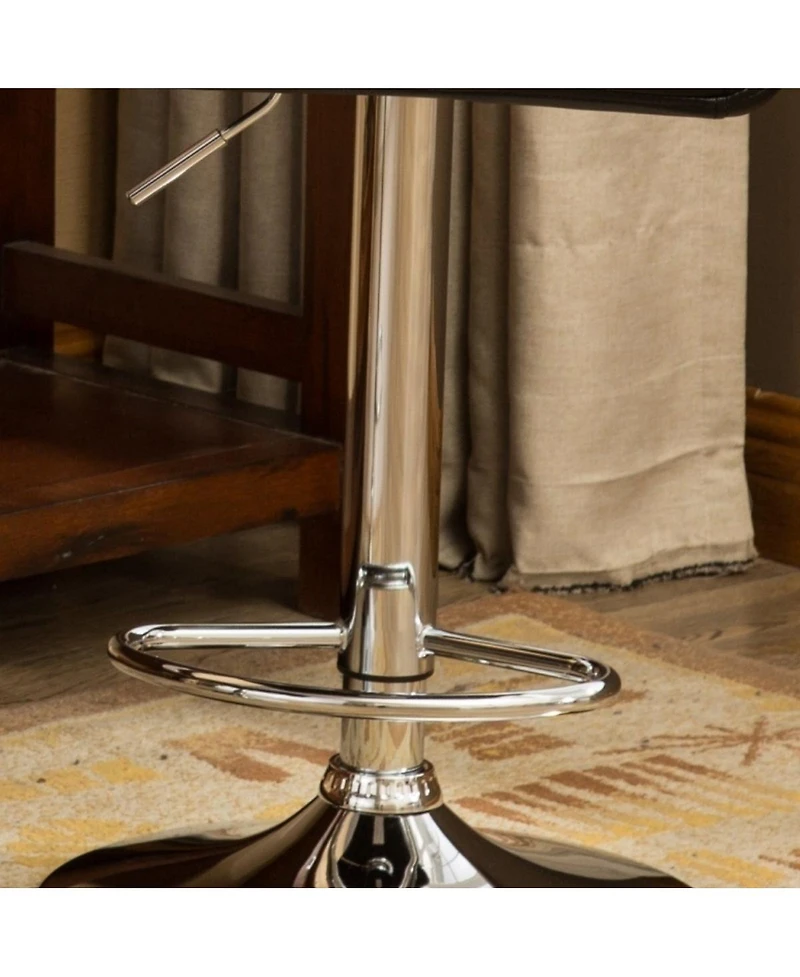 Set of 2 Adjustable Swivel Bar Stools with Diamond-Tufted Faux Leather Seats, Footrest, and Chrome Base for Kitchen or Home Bar-The Pop