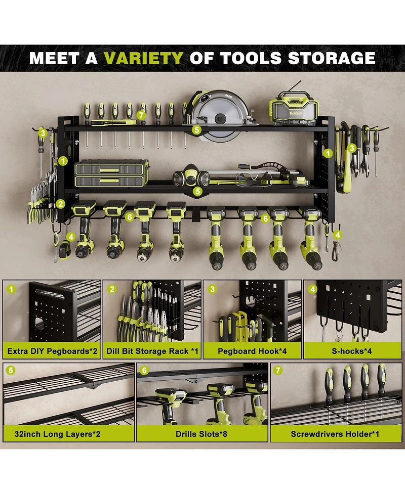Hausource 3-Tier Power Tool Organizer Shelving Heavy Duty Storage Rack