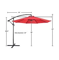 Yaheetech 10 Ft Patio Offset Umbrella Cantilever Umbrella, Red