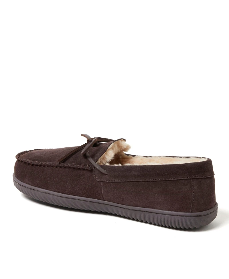 Dearfoams Men's Douglas Genuine Suede Moccasin House Shoe Slipper