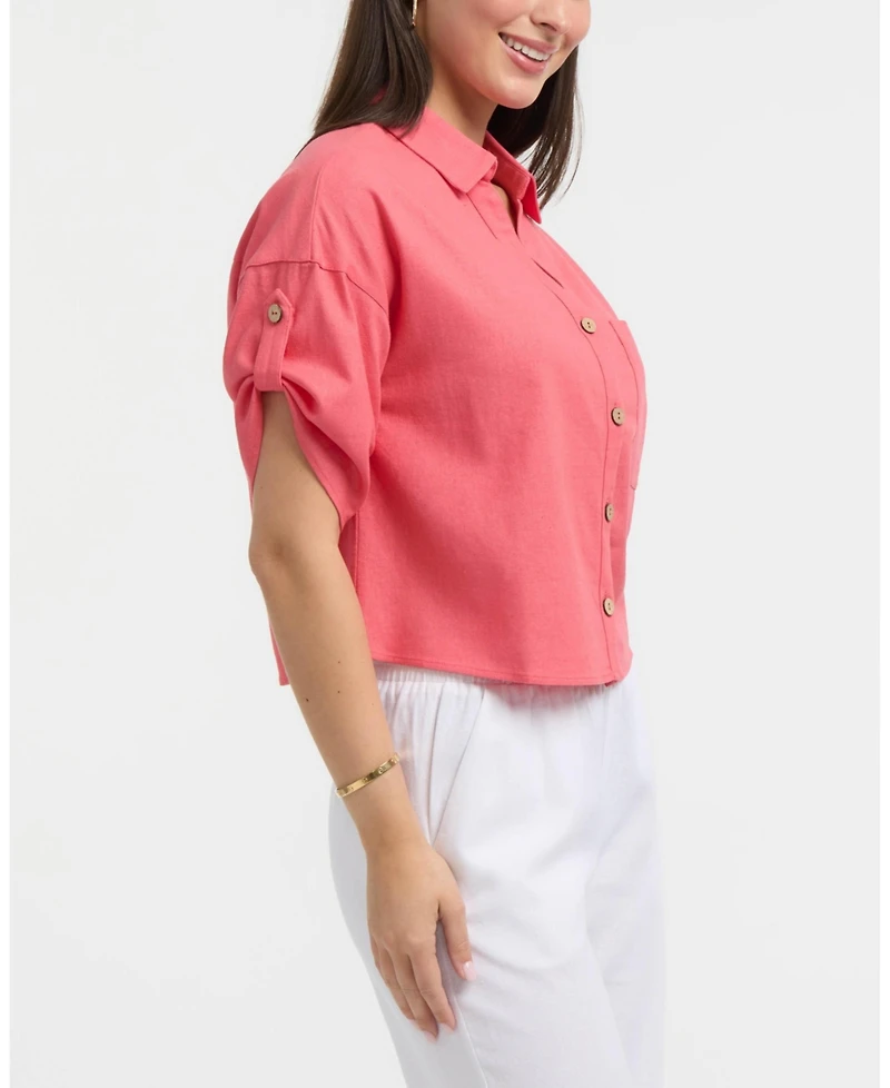 Ellen Tracy Women's Camp Shirt with Button Front