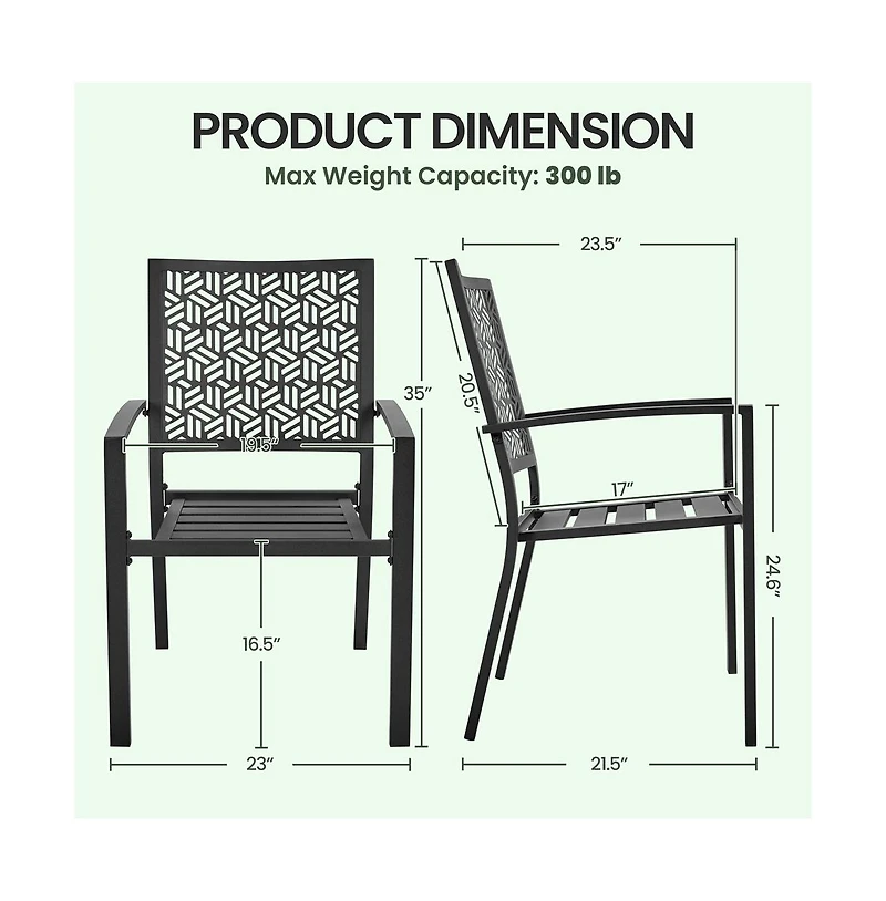 Yaheetech Set of 2 Outdoor Patio Dining Chairs with Slatted Seat