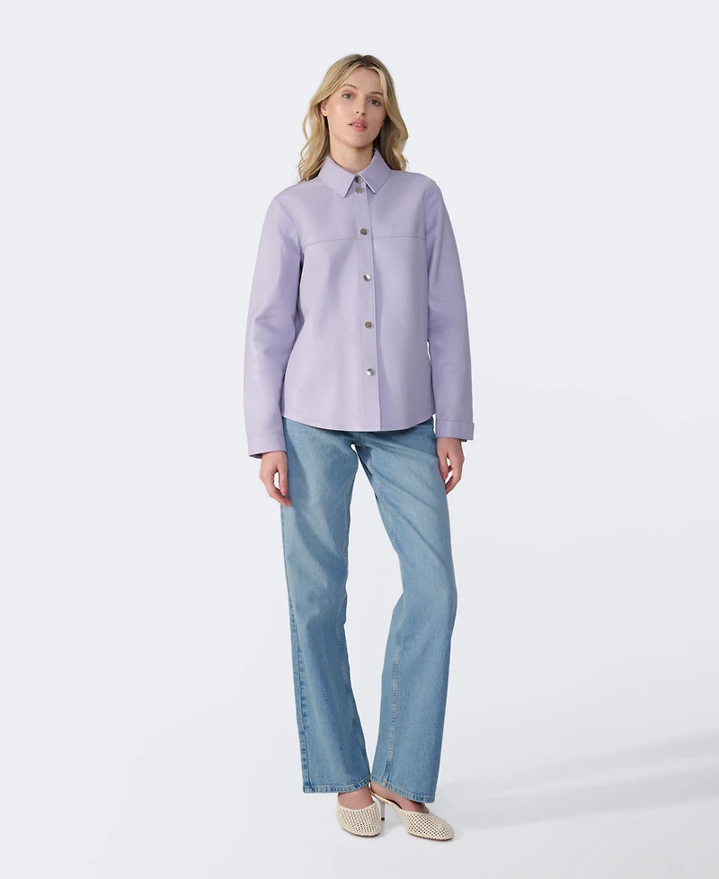 Furniq Uk Women's Leather Shirt Jacket, Created for Macy's
