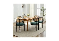 Dyhome Mid-Century Modern Dining Chairs, Dining Room Chairs Set of 2 with Rattan Cane Back, Upholstered Boucle Dining Chairs with Metal Legs