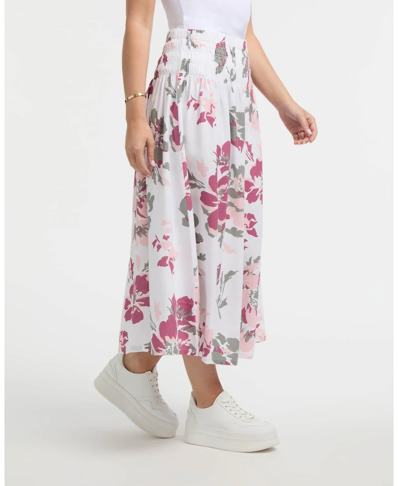 Ellen Tracy Women's Smocked Waist Linen-Blend Skirt