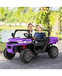 12V Kids Ride On Truck Car with Remote Control and 2 Seaters