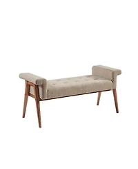 Tufted Upholstered Accent Bench with Key Arm Design and Solid Wood Legs for Living Room or Bedroom Seating-The Pop Home